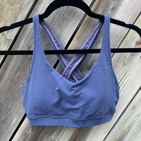 Athleta Blue Crisscross Back Sports Bra‎ Size S Workout Yoga Activewear - Picture 6 of 10